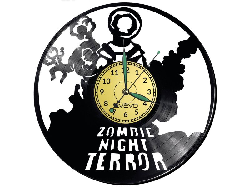 ZOMBIE NIGHT TERROR VIDEO GAME ZEGAR ŚCIENNY DEKORACYJNY NOWOCZESNY PŁYTA 
WINYLOWA WINYL NA 
PREZENT EVEVO EVEVO.