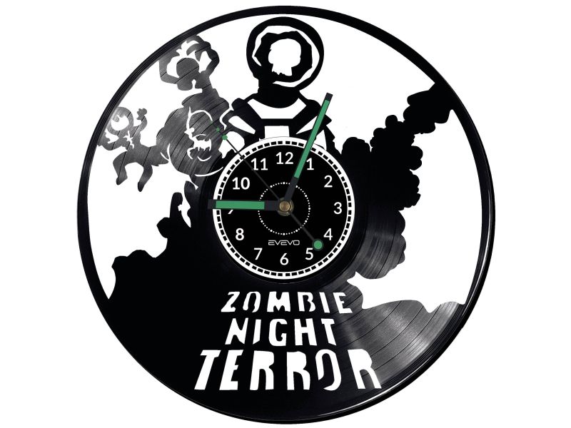 ZOMBIE NIGHT TERROR VIDEO GAME ZEGAR ŚCIENNY DEKORACYJNY NOWOCZESNY PŁYTA 
WINYLOWA WINYL NA 
PREZENT EVEVO EVEVO.