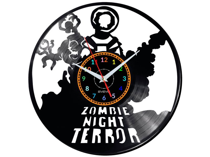 ZOMBIE NIGHT TERROR VIDEO GAME ZEGAR ŚCIENNY DEKORACYJNY NOWOCZESNY PŁYTA 
WINYLOWA WINYL NA 
PREZENT EVEVO EVEVO.