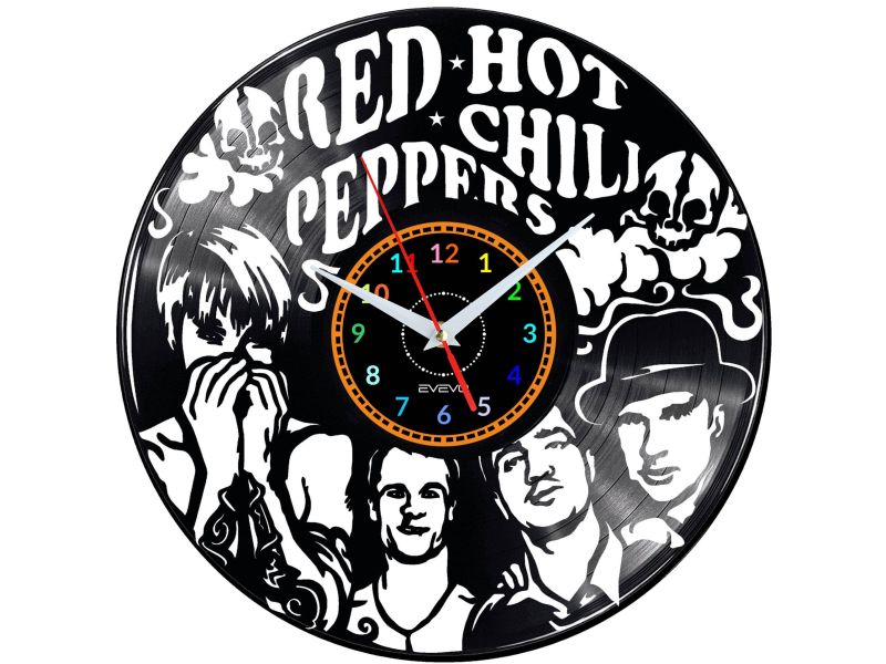 RED HOT CHILI PEPPERS ZEGAR ŚCIENNY DEKORACYJNY NOWOCZESNY PŁYTA 
WINYLOWA WINYL NA 
PREZENT EVEVO EVEVO.