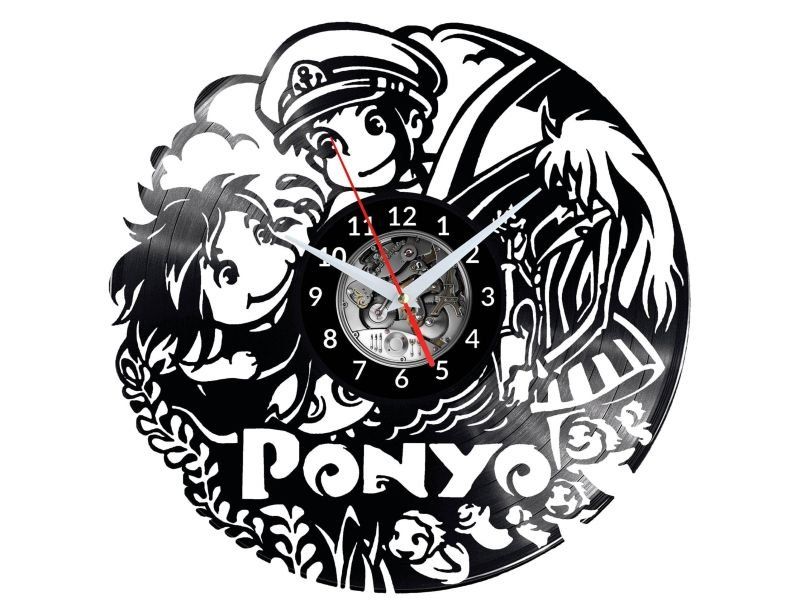PONYO ANIME ZEGAR ŚCIENNY DEKORACYJNY NOWOCZESNY PŁYTA WINYLOWA WINYL NA PREZENT EVEVO EVEVO.PL
