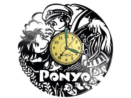 PONYO ANIME ZEGAR ŚCIENNY DEKORACYJNY NOWOCZESNY PŁYTA WINYLOWA WINYL NA PREZENT EVEVO EVEVO.