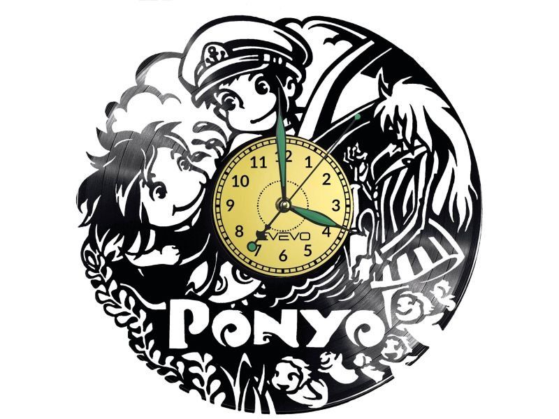 PONYO ANIME ZEGAR ŚCIENNY DEKORACYJNY NOWOCZESNY PŁYTA WINYLOWA WINYL NA PREZENT EVEVO EVEVO.