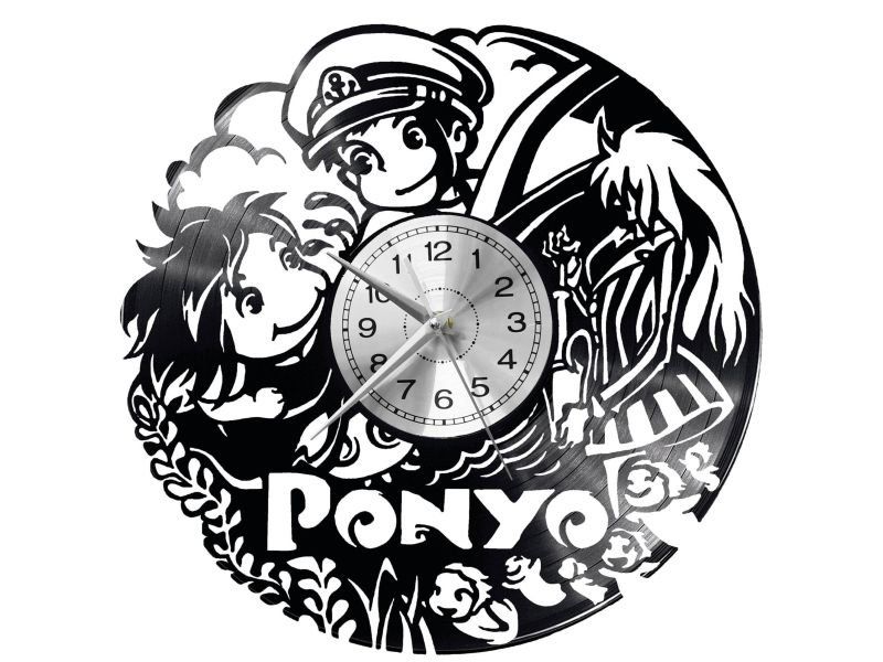 PONYO ANIME ZEGAR ŚCIENNY DEKORACYJNY NOWOCZESNY PŁYTA WINYLOWA WINYL NA PREZENT EVEVO EVEVO.