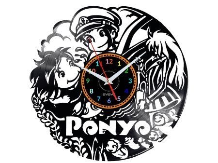 PONYO ANIME ZEGAR ŚCIENNY DEKORACYJNY NOWOCZESNY PŁYTA WINYLOWA WINYL NA PREZENT EVEVO EVEVO.