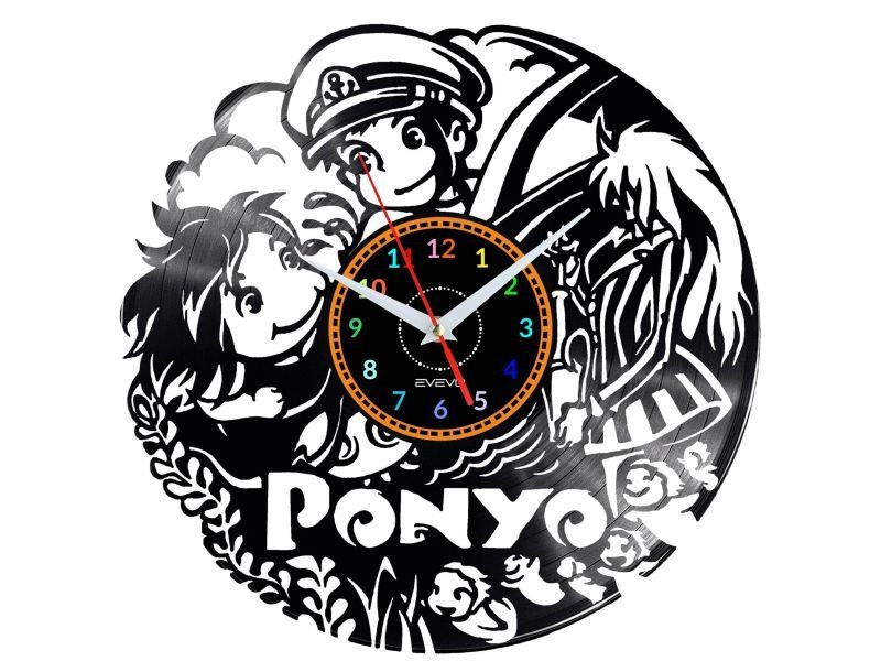 PONYO ANIME ZEGAR ŚCIENNY DEKORACYJNY NOWOCZESNY PŁYTA WINYLOWA WINYL NA PREZENT EVEVO EVEVO.