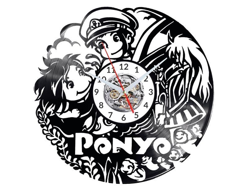PONYO ANIME ZEGAR ŚCIENNY DEKORACYJNY NOWOCZESNY PŁYTA WINYLOWA WINYL NA PREZENT EVEVO EVEVO.PL