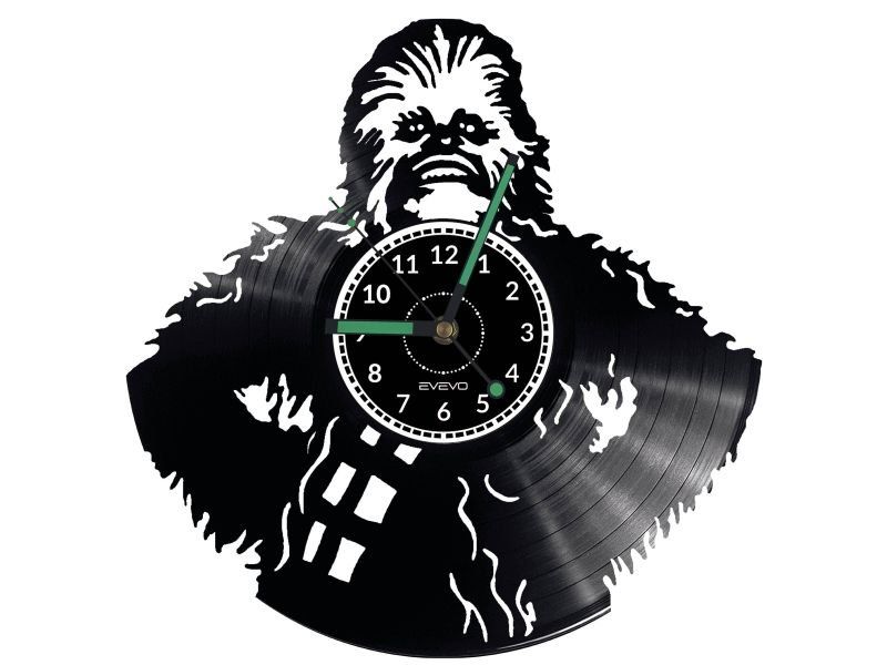 CHEWBACCA STAR WARS ZEGAR ŚCIENNY DEKORACYJNY NOWOCZESNY PŁYTA WINYLOWA WINYL NA PREZENT EVEVO EVEVO.