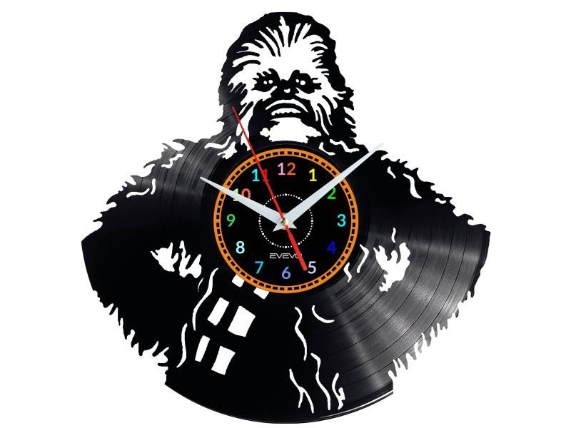 CHEWBACCA STAR WARS ZEGAR ŚCIENNY DEKORACYJNY NOWOCZESNY PŁYTA WINYLOWA WINYL NA PREZENT EVEVO EVEVO.