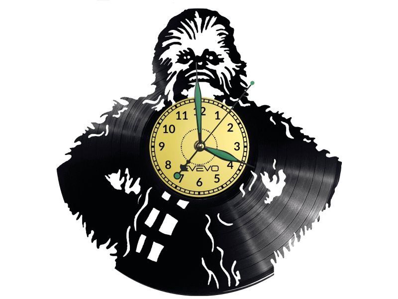 CHEWBACCA STAR WARS ZEGAR ŚCIENNY DEKORACYJNY NOWOCZESNY PŁYTA WINYLOWA WINYL NA PREZENT EVEVO EVEVO.