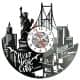 New York City Zegar Ścienny Płyta Winylowa Nowoczesny Dekoracyjny Na Prezent Urodziny