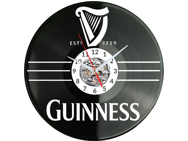 Guinness Emblem Zegar Ścienny Płyta Winylowa Nowoczesny Dekoracyjny Na Prezent Urodziny