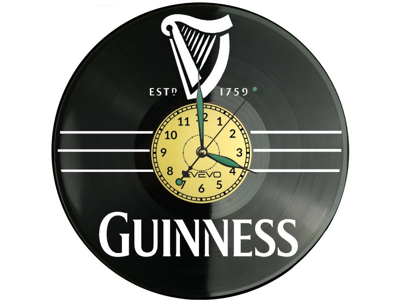 Guinness Emblem Zegar Ścienny Płyta Winylowa Nowoczesny Dekoracyjny Na Prezent Urodziny