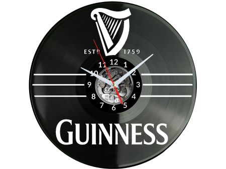 Guinness Emblem Zegar Ścienny Płyta Winylowa Nowoczesny Dekoracyjny Na Prezent Urodziny