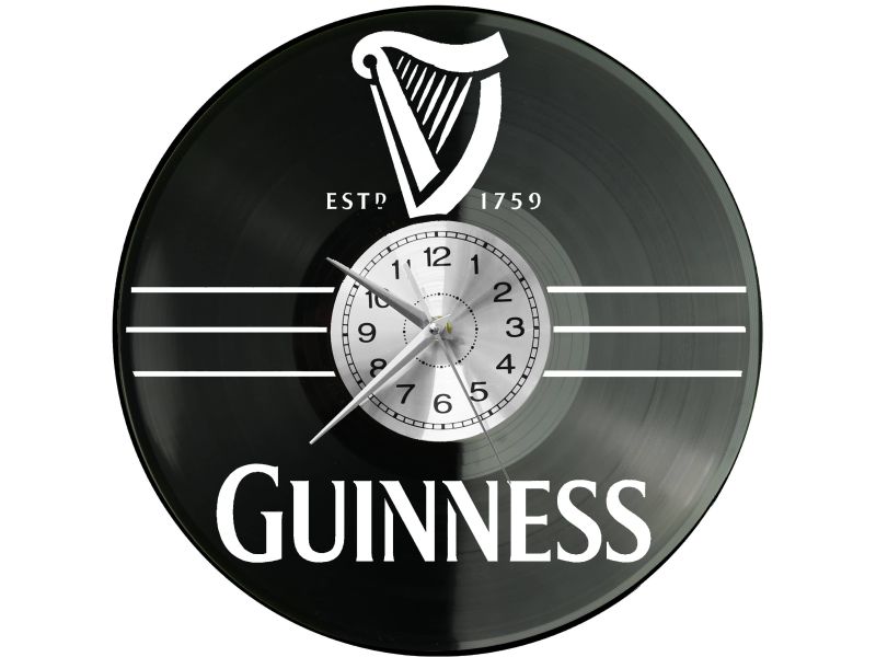 Guinness Emblem Zegar Ścienny Płyta Winylowa Nowoczesny Dekoracyjny Na Prezent Urodziny