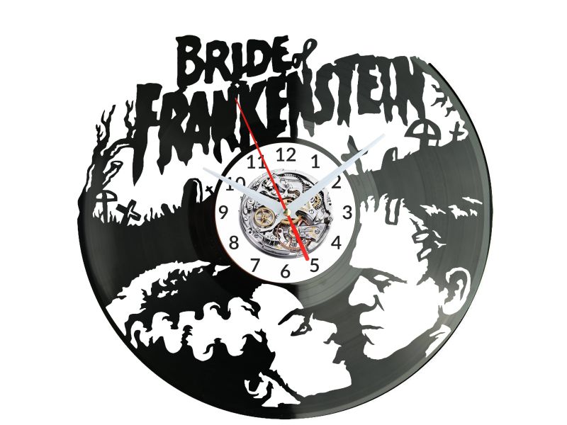 Bride of Frankenstein Zegar Ścienny Płyta Winylowa Nowoczesny Dekoracyjny Na Prezent Urodziny