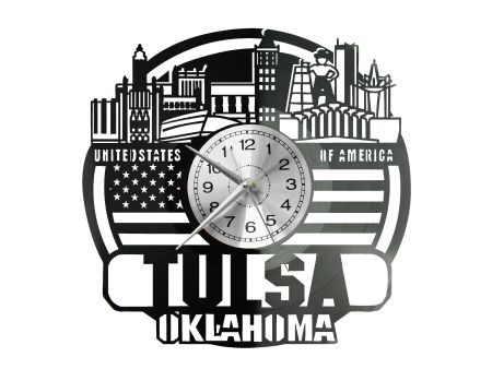 Tulsa Map Zegar Ścienny Płyta Winylowa Nowoczesny Dekoracyjny Na Prezent Urodziny