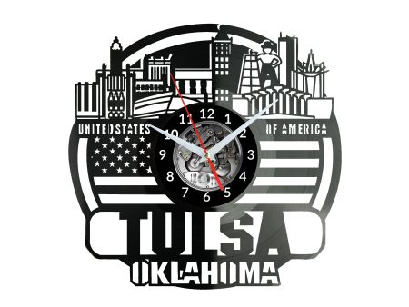 Tulsa Map Zegar Ścienny Płyta Winylowa Nowoczesny Dekoracyjny Na Prezent Urodziny