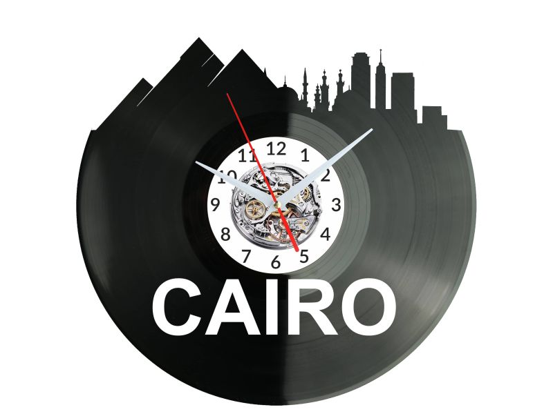 Cairo Egipt Zegar Ścienny Płyta Winylowa Nowoczesny Dekoracyjny Na Prezent Urodziny