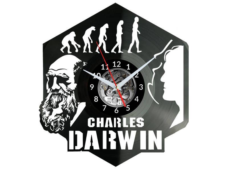 Charles Darwin Zegar Ścienny Płyta Winylowa Nowoczesny Dekoracyjny Na Prezent Urodziny