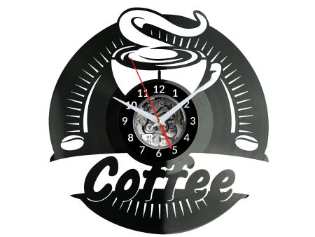 Coffe Time Zegar Ścienny Płyta Winylowa Nowoczesny Dekoracyjny Na Prezent Urodziny