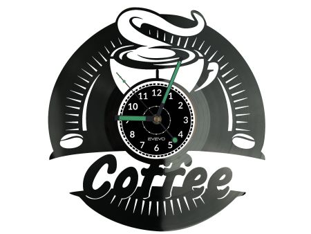 Coffe Time Zegar Ścienny Płyta Winylowa Nowoczesny Dekoracyjny Na Prezent Urodziny