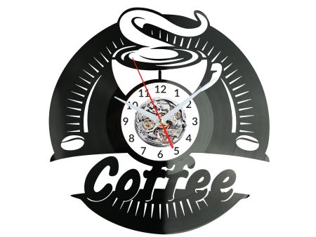 Coffe Time Zegar Ścienny Płyta Winylowa Nowoczesny Dekoracyjny Na Prezent Urodziny