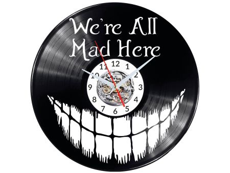 Kot z Cheshire Cat  Vinyl Zegar Ścienny Płyta Winylowa Nowoczesny Dekoracyjny Na Prezent Urodziny