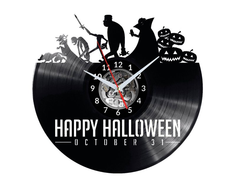 happy halloween Vinyl Zegar Ścienny Płyta Winylowa Nowoczesny Dekoracyjny Na Prezent Urodziny