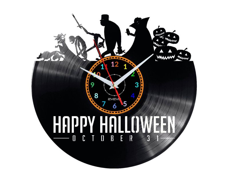 happy halloween Vinyl Zegar Ścienny Płyta Winylowa Nowoczesny Dekoracyjny Na Prezent Urodziny