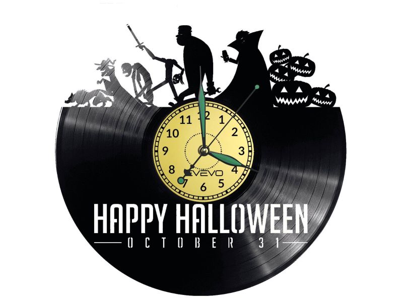 happy halloween Vinyl Zegar Ścienny Płyta Winylowa Nowoczesny Dekoracyjny Na Prezent Urodziny