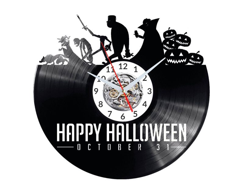 happy halloween Vinyl Zegar Ścienny Płyta Winylowa Nowoczesny Dekoracyjny Na Prezent Urodziny