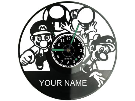 Super Mario Twoje Imię Vinyl Zegar Ścienny Płyta Winylowa Nowoczesny Dekoracyjny Na Prezent Urodziny