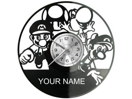 Super Mario Twoje Imię Vinyl Zegar Ścienny Płyta Winylowa Nowoczesny Dekoracyjny Na Prezent Urodziny