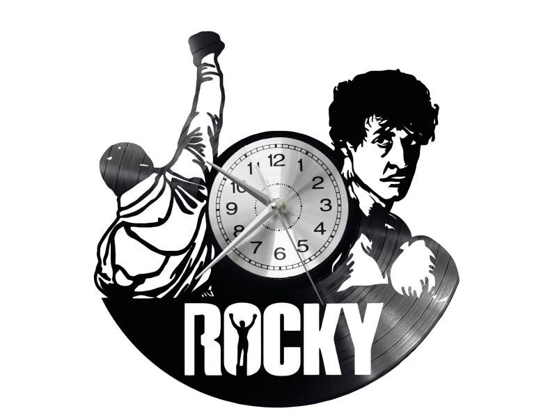 Rocky Vinyl Zegar Ścienny Płyta Winylowa Nowoczesny Dekoracyjny Na Prezent Urodziny