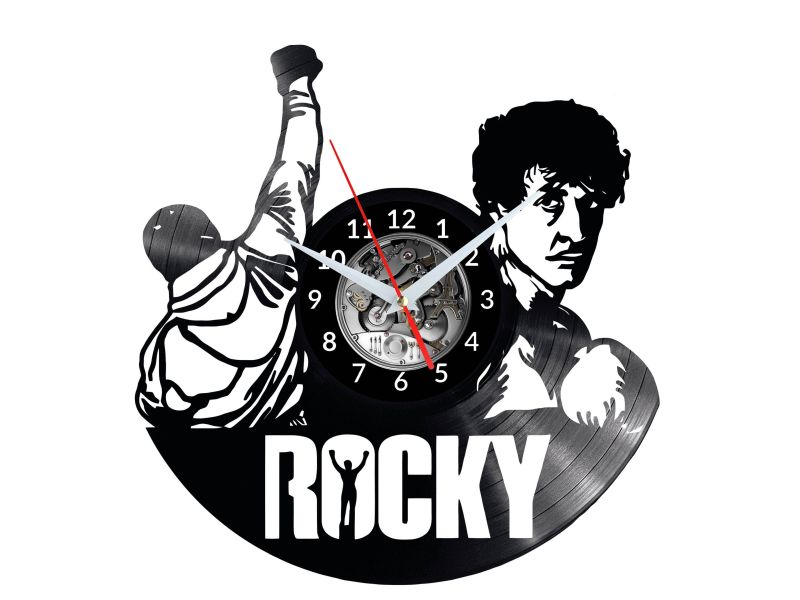 Rocky Vinyl Zegar Ścienny Płyta Winylowa Nowoczesny Dekoracyjny Na Prezent Urodziny