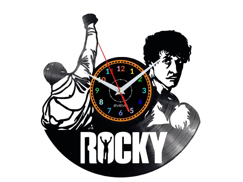 Rocky Vinyl Zegar Ścienny Płyta Winylowa Nowoczesny Dekoracyjny Na Prezent Urodziny