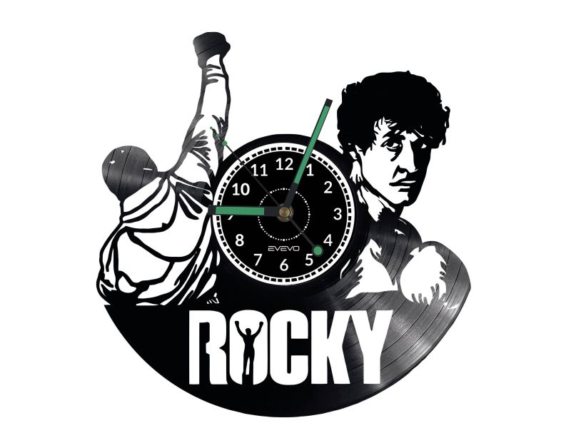 Rocky Vinyl Zegar Ścienny Płyta Winylowa Nowoczesny Dekoracyjny Na Prezent Urodziny