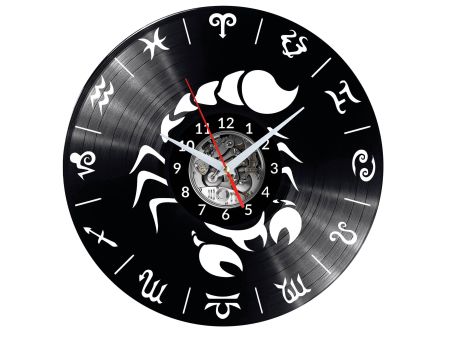 ZNAK ZODIAKU SKORPION Vinyl Zegar Ścienny Płyta Winylowa Nowoczesny Dekoracyjny Na Prezent Urodziny