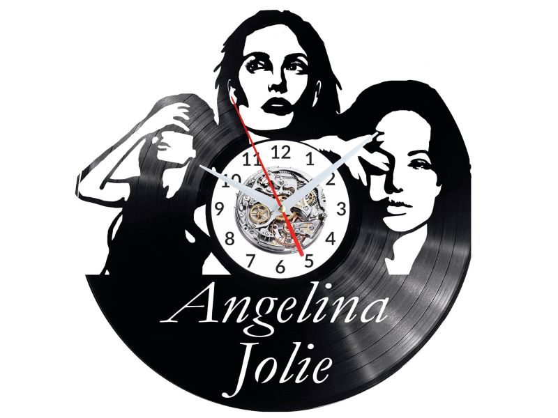 ANGELINA JOLIE Vinyl Zegar Ścienny Płyta Winylowa Nowoczesny Dekoracyjny Na Prezent Urodziny