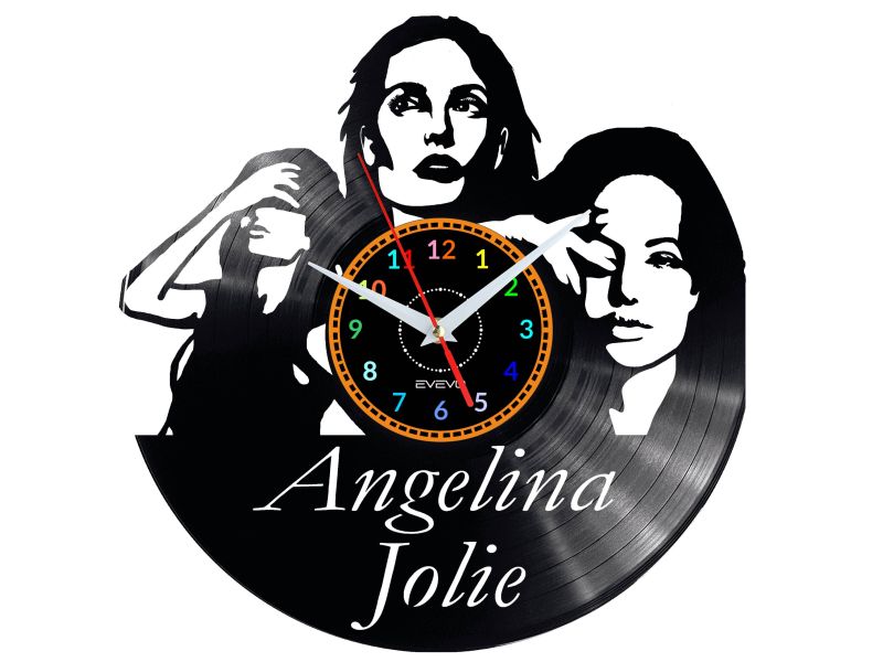 ANGELINA JOLIE Vinyl Zegar Ścienny Płyta Winylowa Nowoczesny Dekoracyjny Na Prezent Urodziny