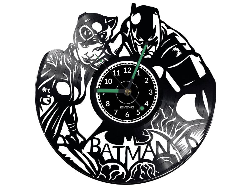 Batman & Catwoman Vinyl Zegar Ścienny Płyta Winylowa Nowoczesny Dekoracyjny Na Prezent Urodziny