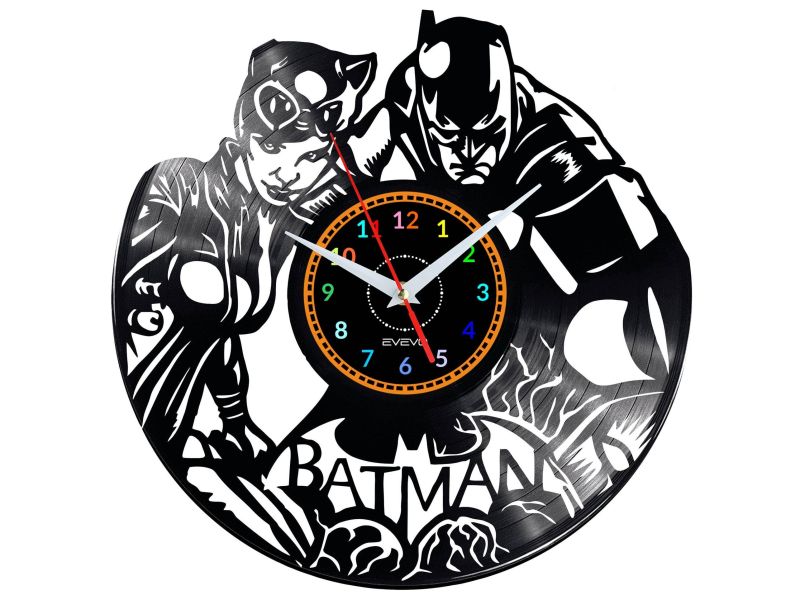 Batman & Catwoman Vinyl Zegar Ścienny Płyta Winylowa Nowoczesny Dekoracyjny Na Prezent Urodziny