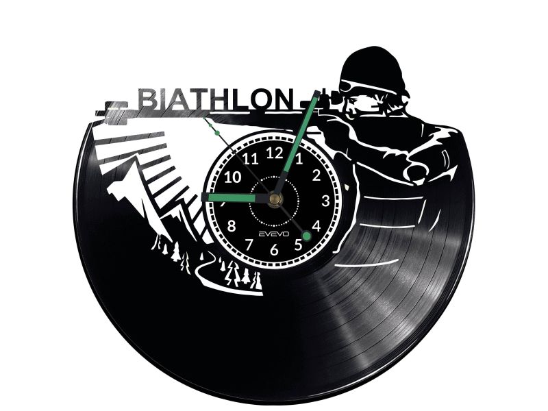 Biathlon Vinyl Zegar Ścienny Płyta Winylowa Nowoczesny Dekoracyjny Na Prezent Urodziny