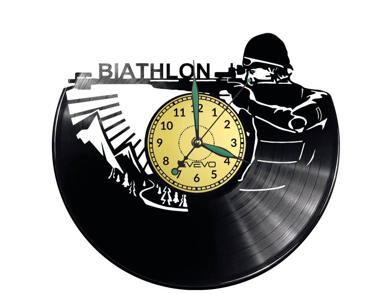 Biathlon Vinyl Zegar Ścienny Płyta Winylowa Nowoczesny Dekoracyjny Na Prezent Urodziny