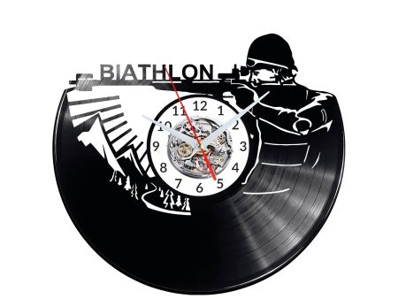 Biathlon Vinyl Zegar Ścienny Płyta Winylowa Nowoczesny Dekoracyjny Na Prezent Urodziny