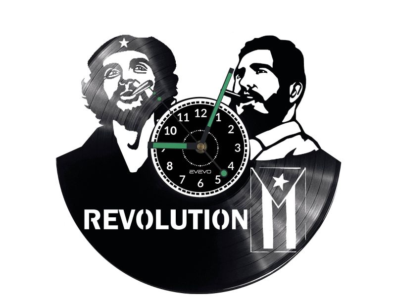 CHE GUEVARA FIDEL CASTRO Vinyl Zegar Ścienny Płyta Winylowa Nowoczesny Dekoracyjny Na Prezent Urodziny