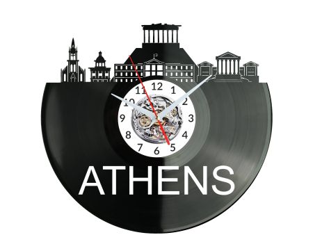 Athens Ateny Grecja Vinyl Zegar Ścienny Płyta Winylowa Nowoczesny Dekoracyjny Na Prezent Urodziny