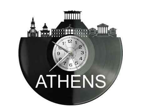 Athens Ateny Grecja Vinyl Zegar Ścienny Płyta Winylowa Nowoczesny Dekoracyjny Na Prezent Urodziny