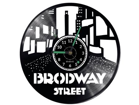 Broadway STREET Vinyl Zegar Ścienny Płyta Winylowa Nowoczesny 
Dekoracyjny Na Prezent Urodziny